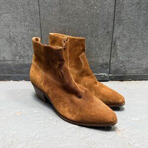 SAINT LAURENT Brown Suede Leather Ankle Boots Sz IT 35 US 5 Booties